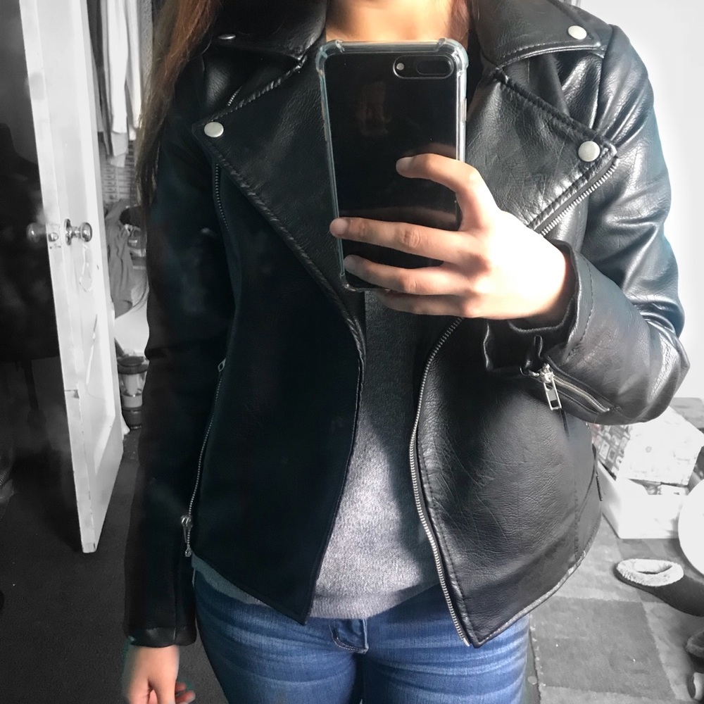 FAUX LEATHER MOTO JACKET